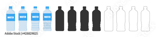 Pastic bottles set vector icon