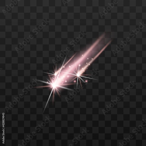 Space meteor, comet, meteorite or asteroid with light sparkles.