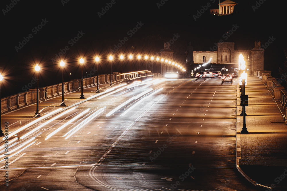 Memorial Bridge traffic at night