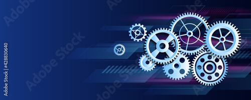 Technology cogwheels modern background. Abstract futuristic mechanism industrial concept. Hi-tech digital gears vector illustration.