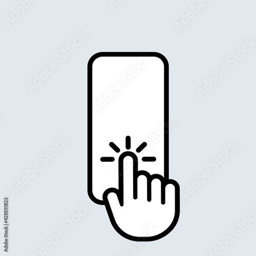 Hand touch smartphone icon. Cursor finger. Hand touch screen for app, web design and business concept. Vector EPS 10. Isolated on background