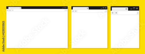 Blank browser windows. Browser mockups. Computer, tablet, phone sizes.