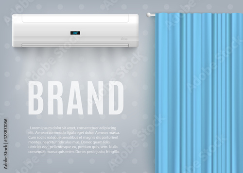 Banner with advertise of air conditioner for climate control temperature indoors