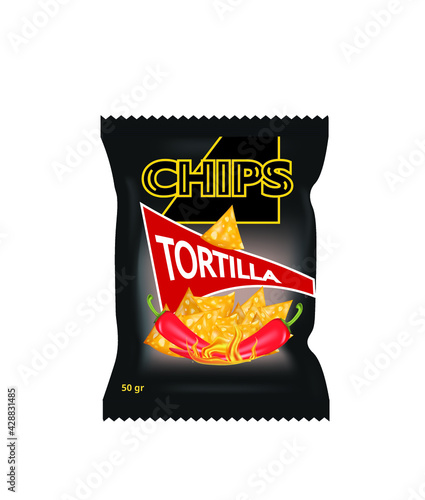 Tortilla  chips bag, vector illustration