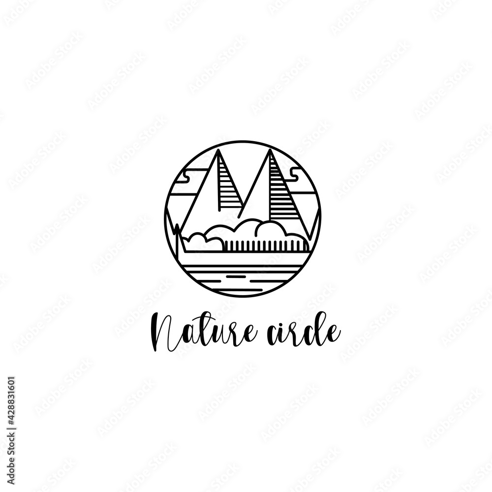 mountain landscape outline logo circle nature vector illustration design mountain landscape outline logo circle nature vector illustration design