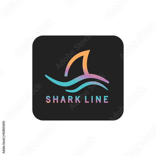 shark fin logo outline design template vector illustration
