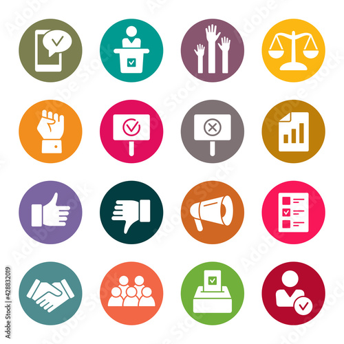 Elections colourful vector icons