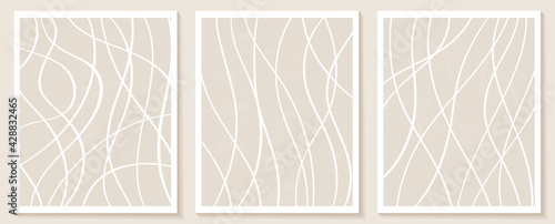 Contemporary templates with abstract shapes and line in nude colors.