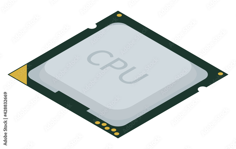 Isometric PC processor isolated on white. Vector Illustration of electronic component. Isometric PC processor isolated on white. Vector Illustration of electronic component.