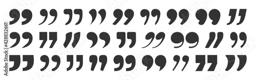 Quote vector mark, black sign comma isolated on white background. Graphic illustration