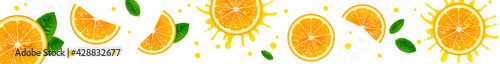 Horizontal Banner with Juicy Orange Slices