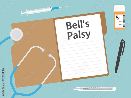 Bell's palsy written in patient card, medical concept- vector illustration