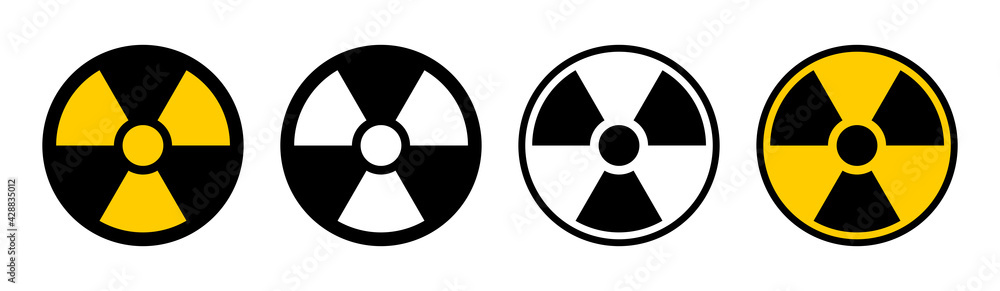 Nuclear Hazard Ionizing Radiation Trefoil Warning Symbol Black White and Yellow Icon Set. Vector Image. Nuclear Hazard Ionizing Radiation Trefoil Warning Symbol Black White and Yellow Icon Set. Vector Image.