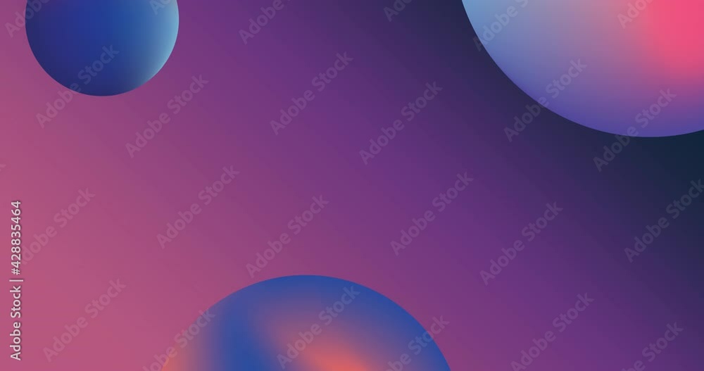 Animation of gradient blue to pink spheres on pink to purple background Animation of gradient blue to pink spheres on pink to purple background
