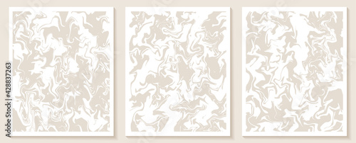 Contemporary templates with abstract shapes and line in nude colors.