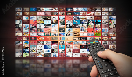 Obraz na płótnie Television streaming, multimedia wall concept