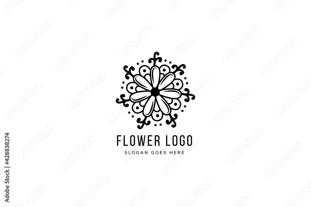abstract flower mandala logo template design use black and white colors. abstract flower mandala logo template design use black and white colors.