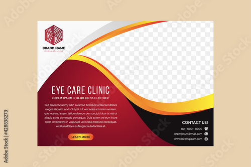 Eye Care clinic poster vector illustration. Medical health care flyer banner leaflet brochure template A4 size design. modern abstract multipurpose style annual report book cover use horizontal layout