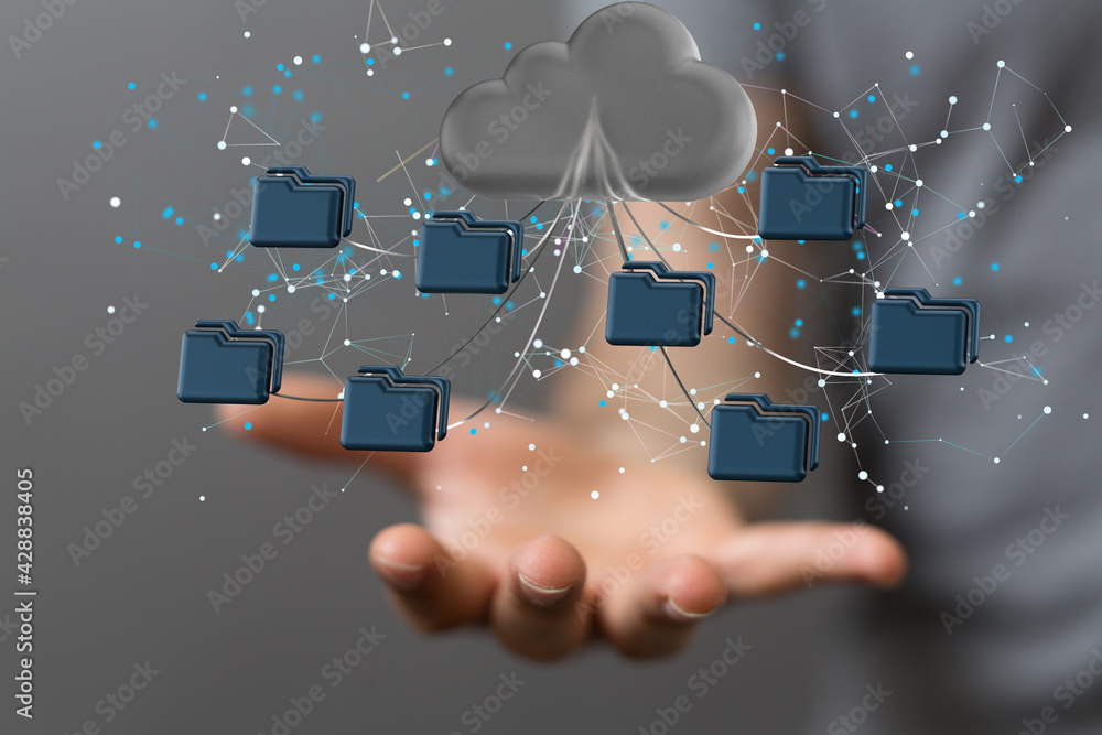 Augmented Analytics Data cloud storage network from lines, triangles and particle style design. Illustration Augmented Analytics Data cloud storage network from lines, triangles and particle style design. Illustration