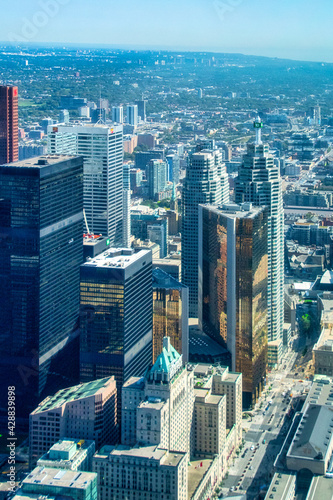 Photography Aerial view of the financial district in Toronto, Canada