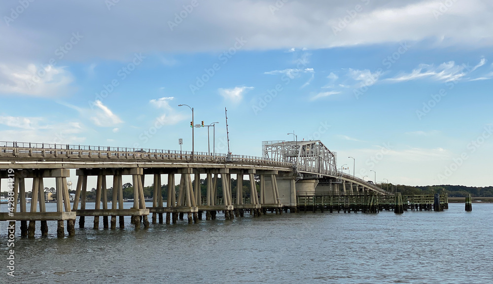 Bridge in Beaufort leading to outer islands in the Lowlands of South Carolina