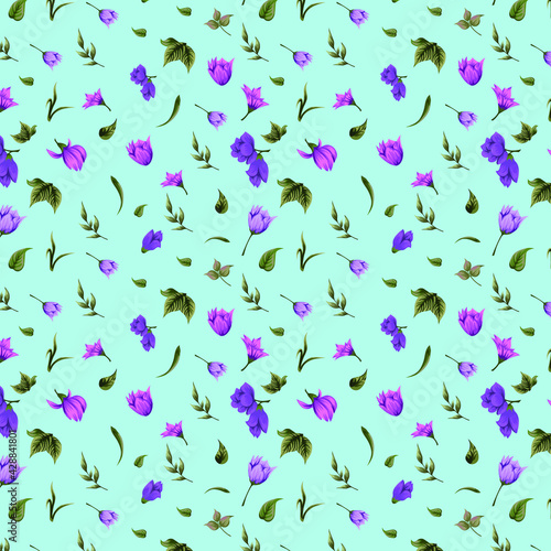 Repeat pattern with pastel background for textile and fabric design.