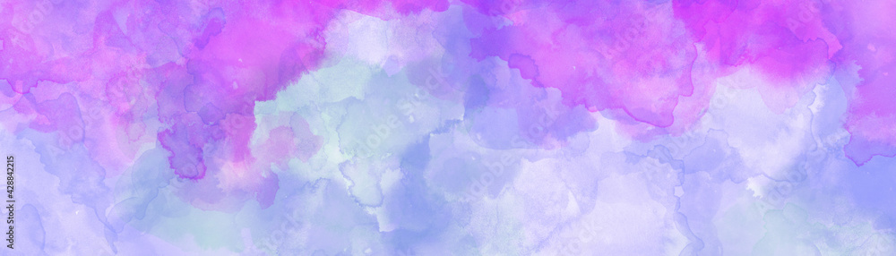Blue pink and purple watercolor background texture in light pastel colors and blotches in colorful background illustration
