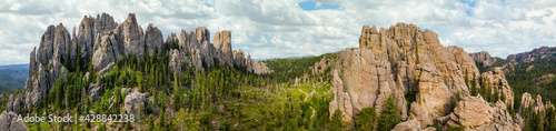 Cathedral Spires panorama in the Black Hills of Custer State Park South Dakota - hike from the Needles Scenic Highway