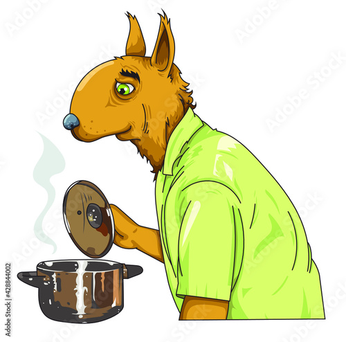Chien qui cuisine
