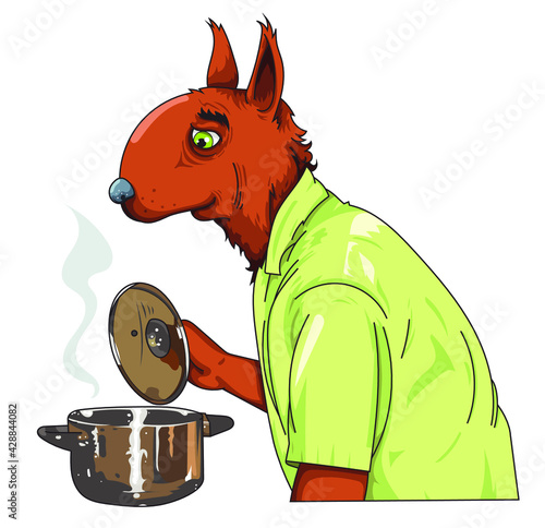 Chien qui cuisine