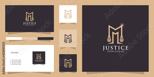 Letter m law logo and business card template