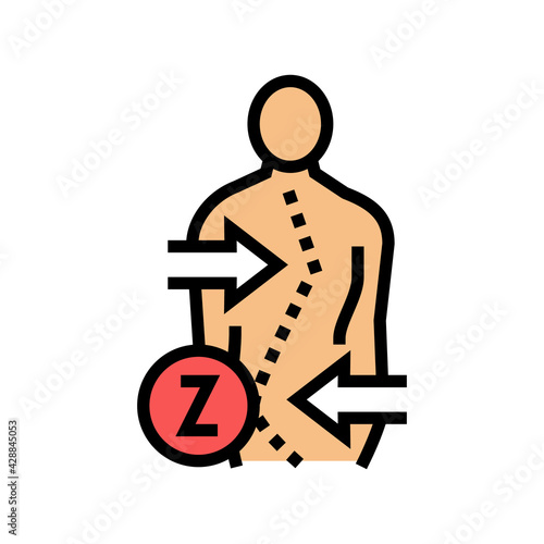 z-shaped scoliosis color icon vector. z-shaped scoliosis sign. isolated symbol illustration