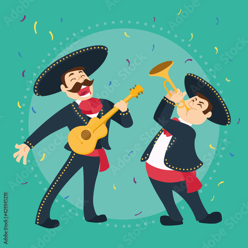 Mexican mariachi cartoon. Cinco de mayo - Vector
