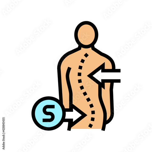 s-shaped scoliosis color icon vector. s-shaped scoliosis sign. isolated symbol illustration