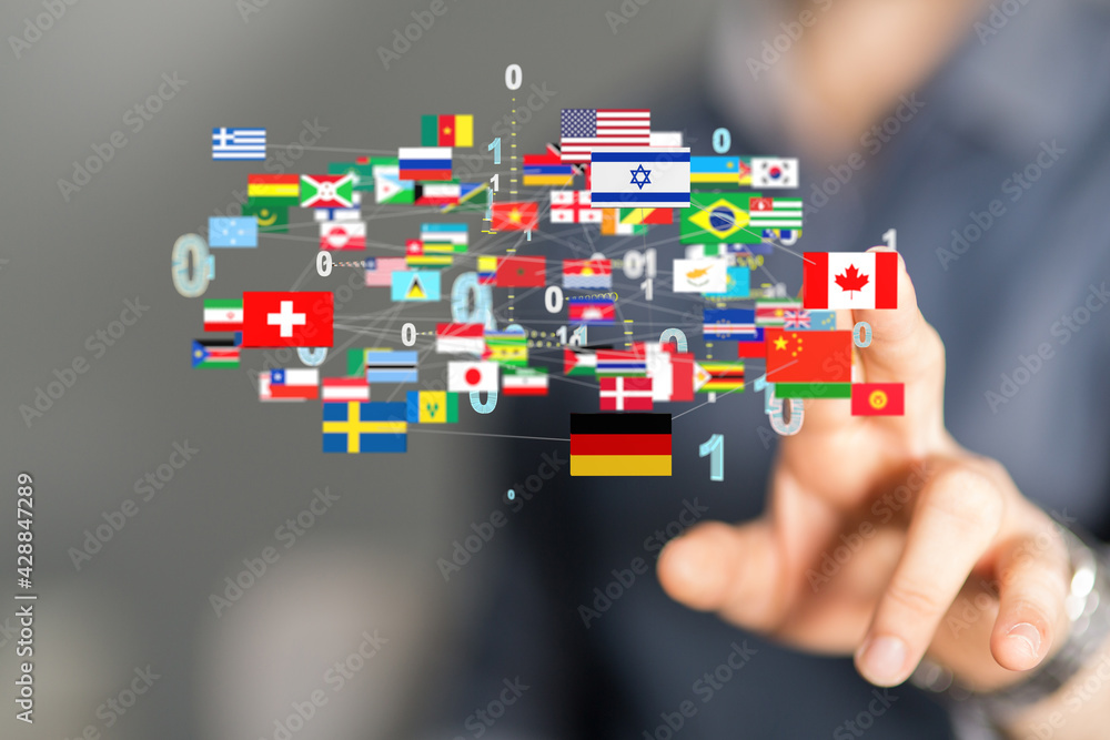 World map with all states and their flags,3d render. World map with all states and their flags,3d render.