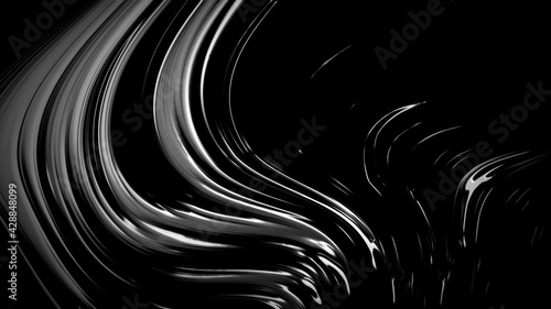 Abstract white black background with waves luxury. 3d illustration, 3d rendering.