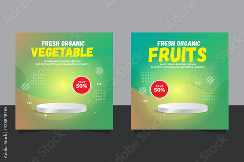 Fresh organic vegetable delivery social media post template