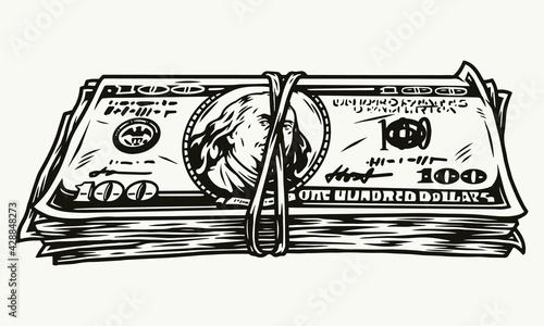 Vintage monochrome concept of money bundle