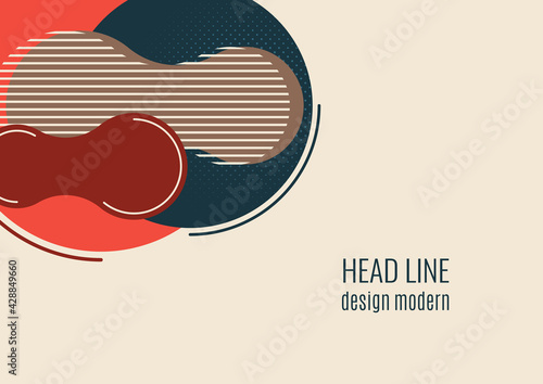 Bright geometric shapes, circle, stripes, fluid. Overlap banner template for social media. Business or technology presentation design template, brochure or flyer template. Vector