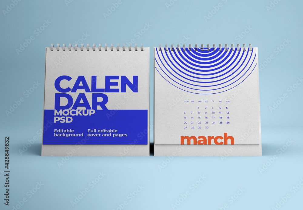 Square Desk Calendar Mockup Stock Template Adobe Stock