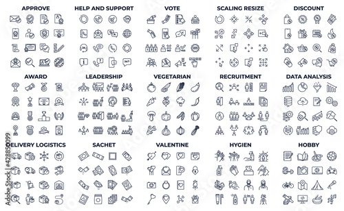 240 modern thin line icons. High quality pictograms. Linear icons set of hygiene, leadership, Recruitment, etc symbol template for graphic and web design collection logo vector illustration