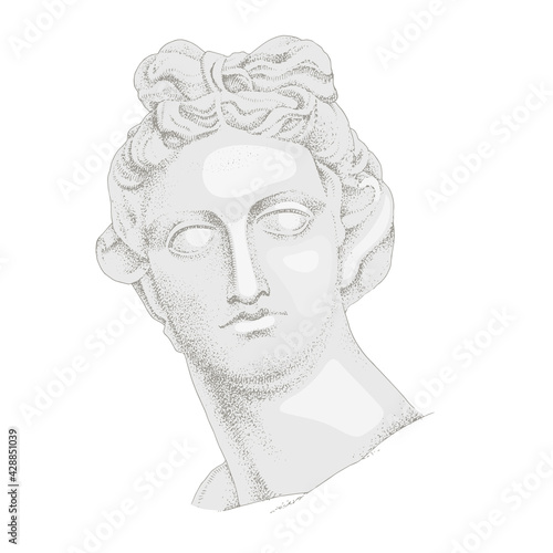 Bust of Apollo, the ancient Greek god.