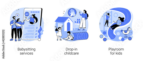 Childcare services abstract concept vector illustrations.