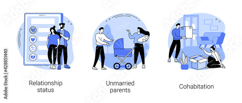 Romantic relationship abstract concept vector illustrations.
