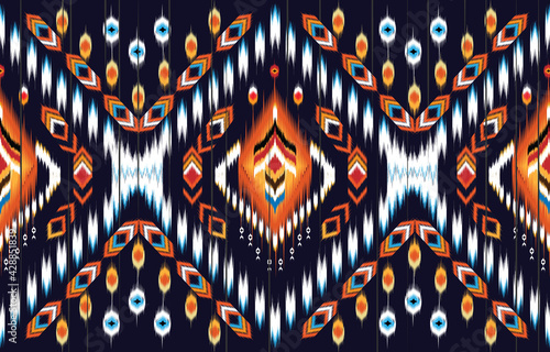 Geometric ethnic ikat pattern traditional 
Design for background,carpet,wallpaper,clothing,wrapping,Batik,
fabric,Vector illustration.embroidery style.