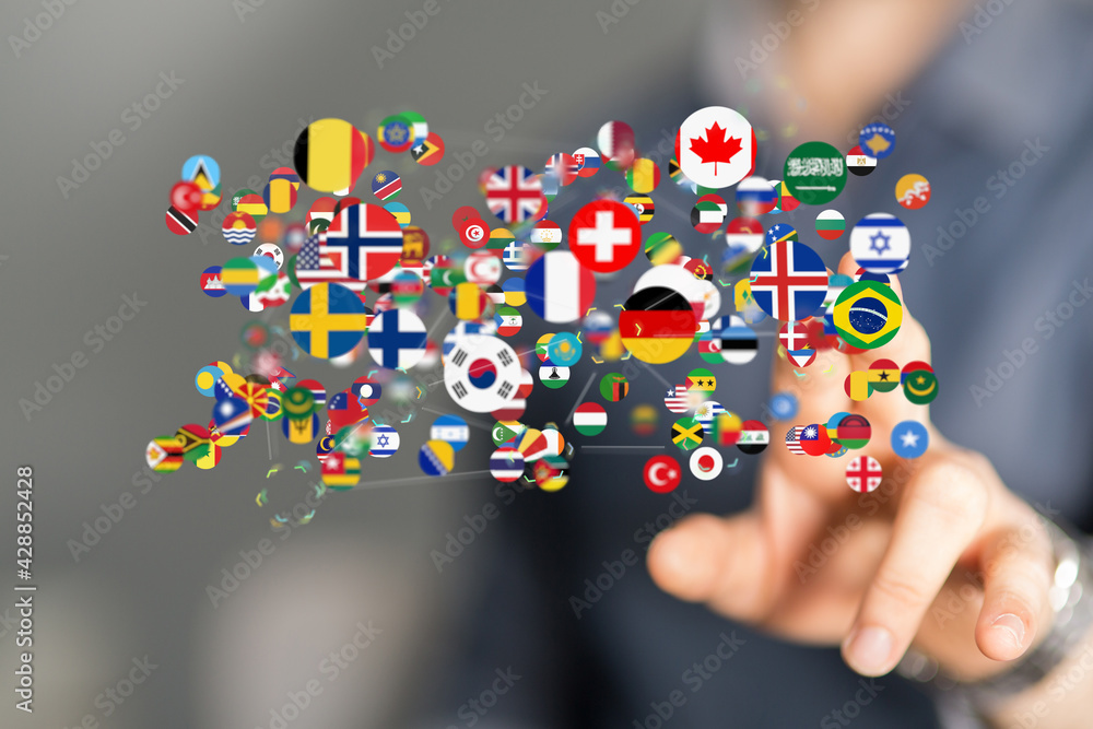 World map with all states and their flags,3d render. World map with all states and their flags,3d render.