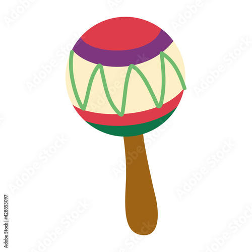 Isolated decorated maraca icon. Mexican musical instrument - Vector