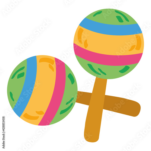 Isolated pair of maracas. Mexican musical instrument - Vector