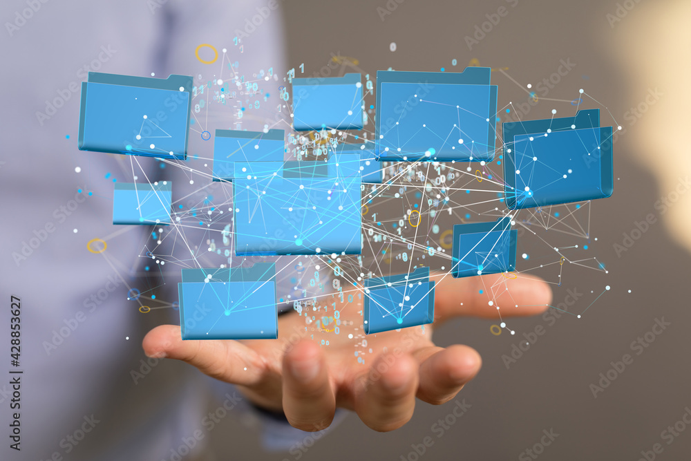 data security - Cloud technology. Integrated digital web concept background