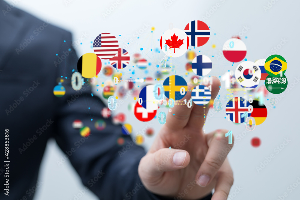 World map with all states and their flags,3d render. World map with all states and their flags,3d render.